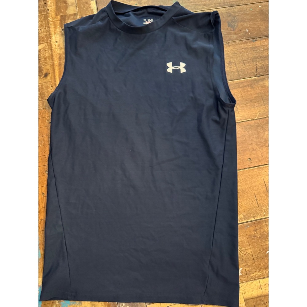 Under Armour Mens HeatGear Sleeveless Compression Shirt Navy Blue LG